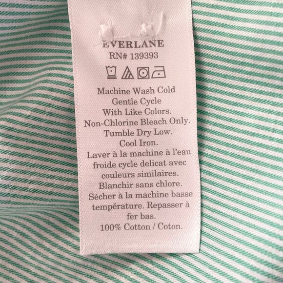 Everlane The Silky Cotton Relaxed Shirt Mint Green White Stripe Womens Sz 6 NWT - Picture 9 of 9